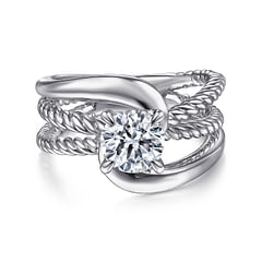 Ursula - 14K White Gold Bypass Round Diamond Engagement Ring