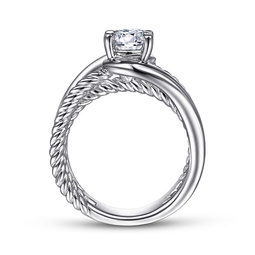 Ursula - 14K White Gold Bypass Round Diamond Engagement Ring - Shot 2