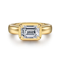 Uva - 14K Yellow Gold Emerald Cut Diamond Engagement Ring