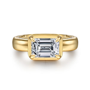 Uva - 14K Yellow Gold Emerald Cut Diamond Engagement Ring