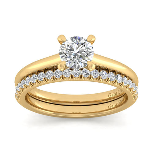 Valerie - 14K Yellow Gold Round Diamond Engagement Ring - Shot 4