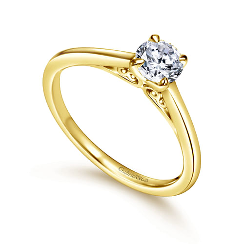 Valerie - 14K Yellow Gold Round Diamond Engagement Ring - Shot 3