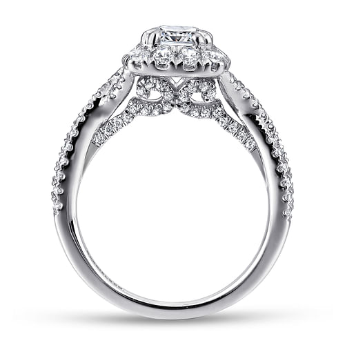 Vanessa - 14K White Gold Cushion Halo Diamond Engagement Ring - 0.78 ct - Shot 2