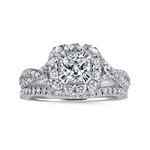 Vanessa - 14K White Gold Cushion Halo Diamond Engagement Ring - 0.78 ct - Shot 4