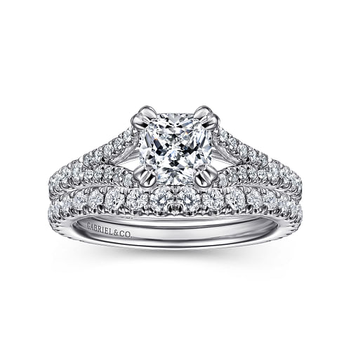 Vaughn - 14k White Gold Cushion Cut Diamond Engagement Ring - 0.39 ct - Shot 4