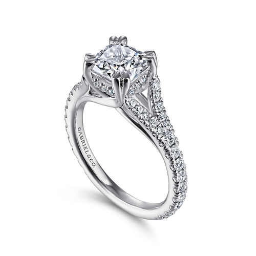 Vaughn - 14k White Gold Cushion Cut Diamond Engagement Ring - 0.6 ct - Shot 3