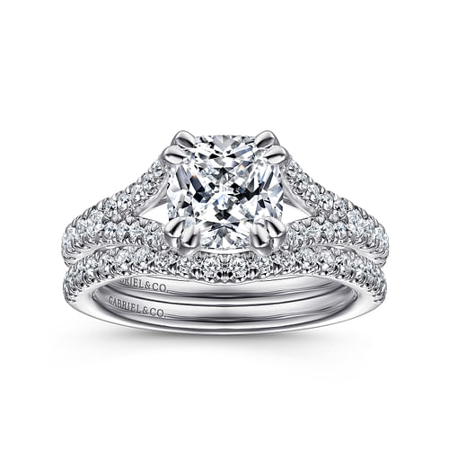 Vaughn - 14k White Gold Cushion Cut Diamond Engagement Ring - 0.6 ct - Shot 4