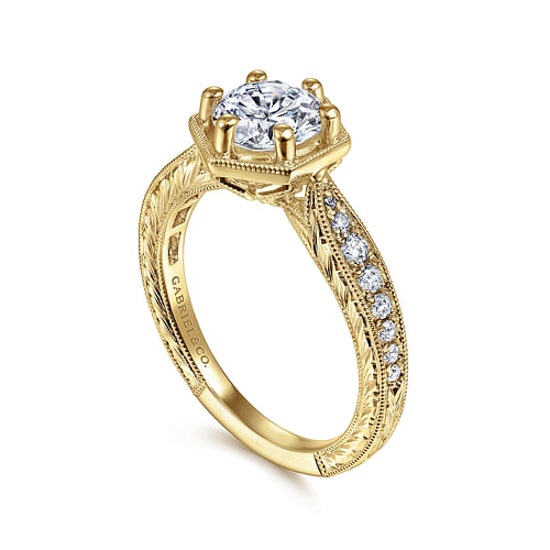 Venice - 14K Yellow Gold Round Diamond Engagement Ring - 0.17 ct - Shot 3