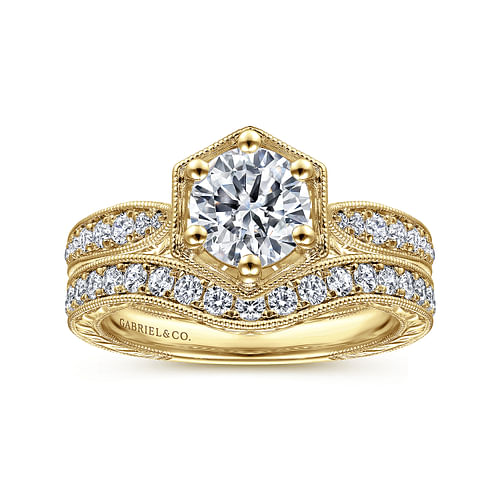 Venice - 14K Yellow Gold Round Diamond Engagement Ring - 0.17 ct - Shot 4