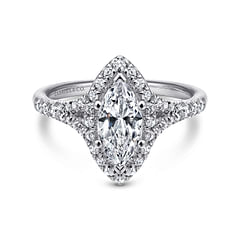 Verbena - 14K White Gold Marquise Halo Diamond Engagement Ring