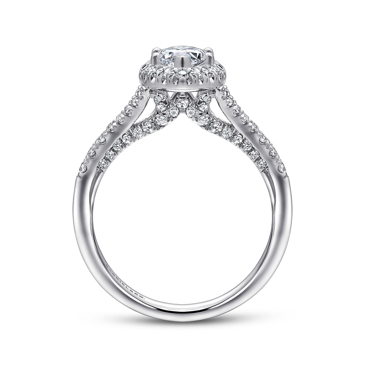 Verbena - 14K White Gold Marquise Halo Diamond Engagement Ring - 0.6 ct - Shot 2
