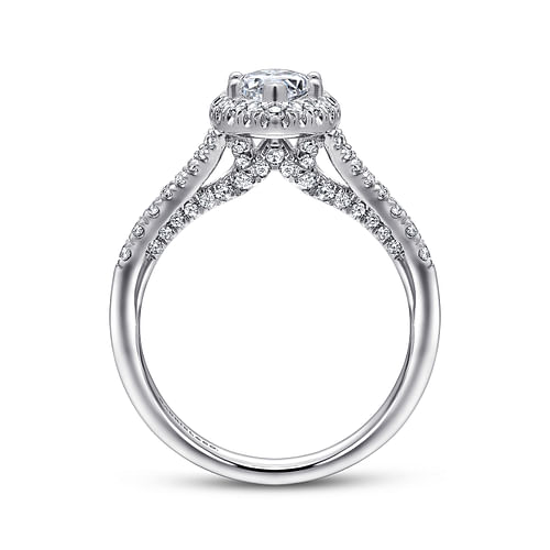 Verbena - 14K White Gold Marquise Halo Diamond Engagement Ring - 0.6 ct - Shot 2