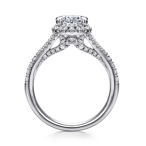 Verbena - 14K White Gold Oval Halo Diamond Engagement Ring - 0.55 ct - Shot 2