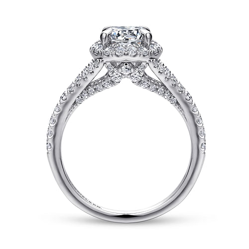 Verbena - 14K White Gold Round Halo Diamond Engagement Ring - 0.67 ct - Shot 2