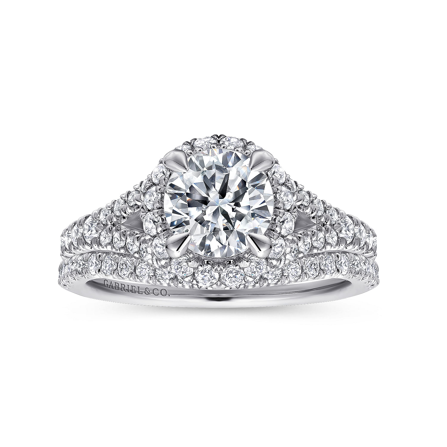 Verbena - 14K White Gold Round Halo Diamond Engagement Ring - 0.67 ct - Shot 4