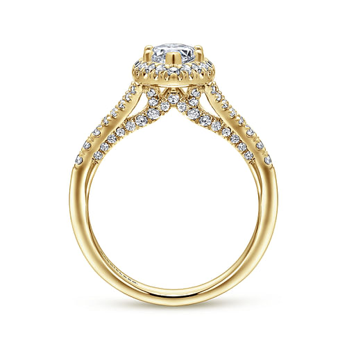 Verbena - 14K Yellow Gold Marquise Halo Diamond Engagement Ring - 0.6 ct - Shot 2