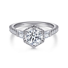 Verita - Art Deco 14K White Gold Round Three Stone Diamond Channel Set Engagement Ring