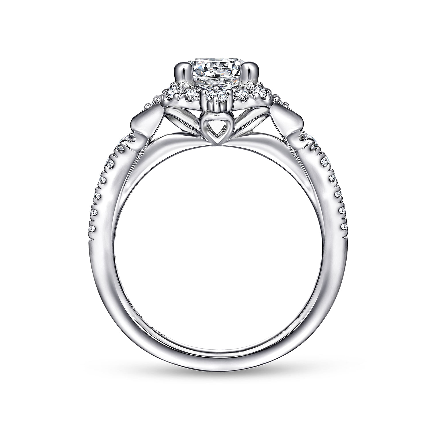 Veronique - Platinum Unique Vintage Inspired Halo Engagement Ring