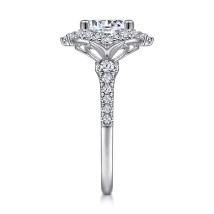Veronique - Unique 14K White Gold Vintage Inspired Halo Diamond Engagement Ring