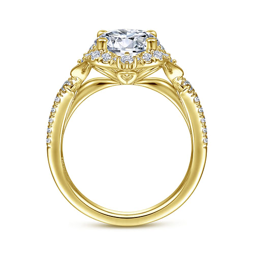 Veronique - Unique 14K Yellow Gold Vintage Inspired Halo Diamond Engagement Ring - 0.37 ct - Shot 2