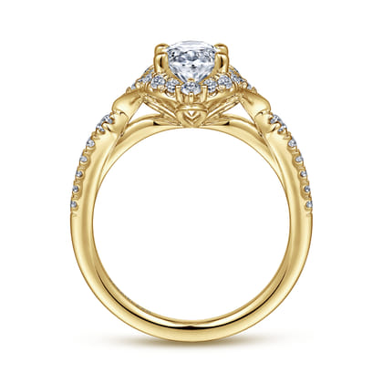 Veronique - Unique 14K Yellow Gold Vintage Inspired Oval Halo Diamond Engagement Ring