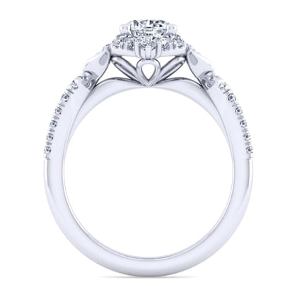 Veronique - Vintage Inspired 14K White Gold Fancy Halo Round Diamond Engagement Ring