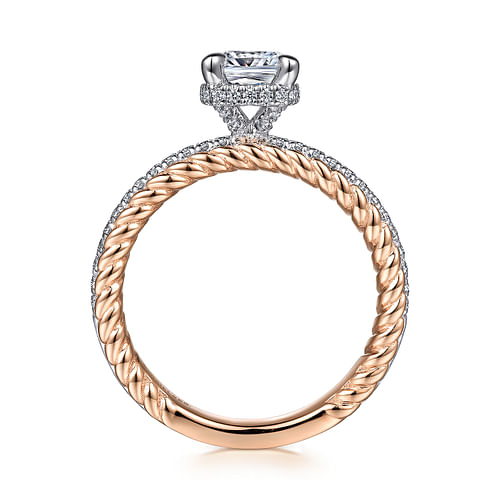 Vetta - 14K White-Rose Gold Cushion Cut Diamond Engagement Ring - 0.26 ct - Shot 2
