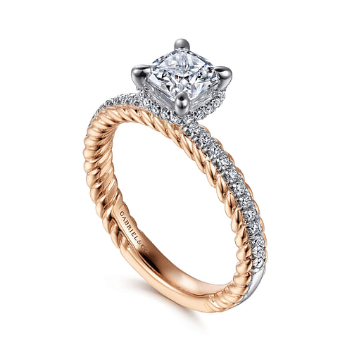 Vetta - 14K White-Rose Gold Cushion Cut Diamond Engagement Ring - 0.26 ct - Shot 3
