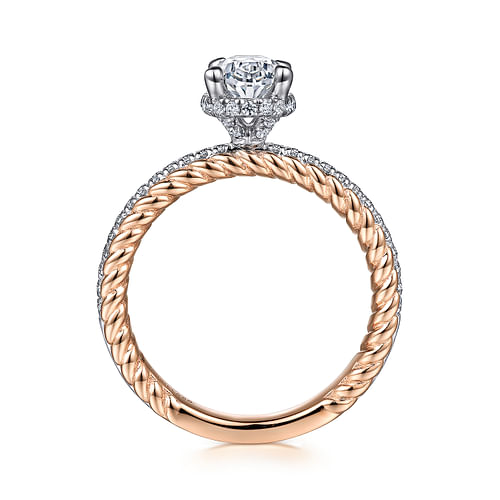 Vetta - 14K White-Rose Gold Oval Diamond Engagement Ring - 0.28 ct - Shot 2