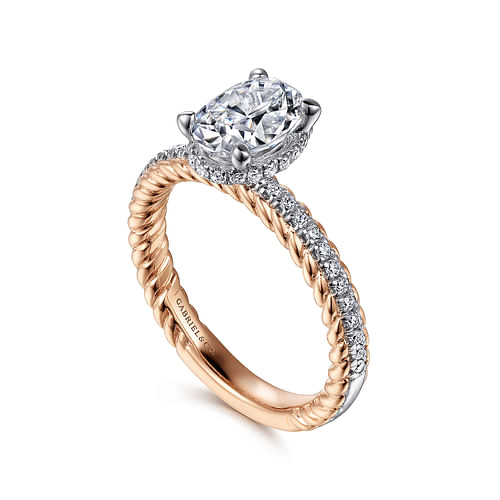 Vetta - 14K White-Rose Gold Oval Diamond Engagement Ring - 0.28 ct - Shot 3