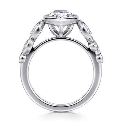 Veyra - 14K White Gold Pear Shape Three Stone Bezel Diamond Engagement Ring