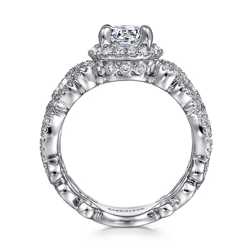 Vibrant - 14K White Gold Round Halo Diamond Engagement Ring - 0.7 ct - Shot 2