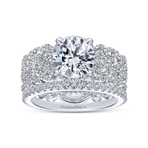 Vibrant - 14K White Gold Round Halo Diamond Engagement Ring - 0.7 ct - Shot 4