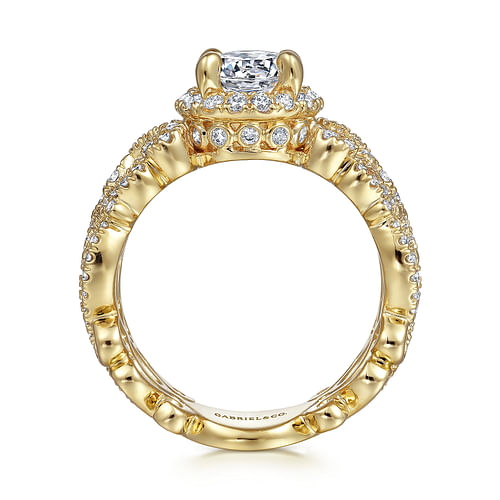 Vibrant - 14K Yellow Gold Round Halo Diamond Engagement Ring - 0.7 ct - Shot 2
