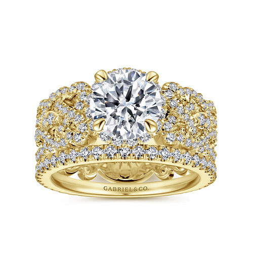 Vibrant - 14K Yellow Gold Round Halo Diamond Engagement Ring - 0.7 ct - Shot 4
