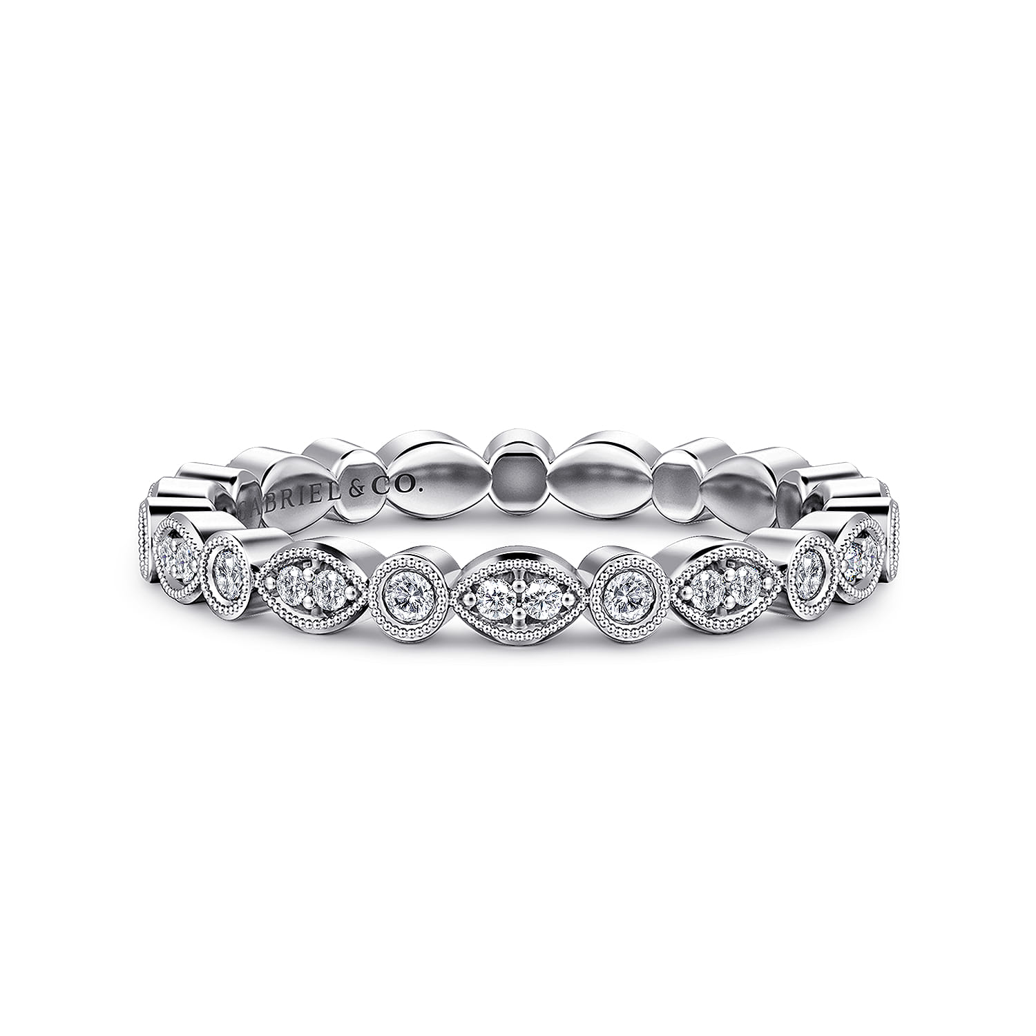 Eternity Band Wedding Ring in 14k White Gold with Round Natural Diamond at Gabriel & Co. - Shot 1
