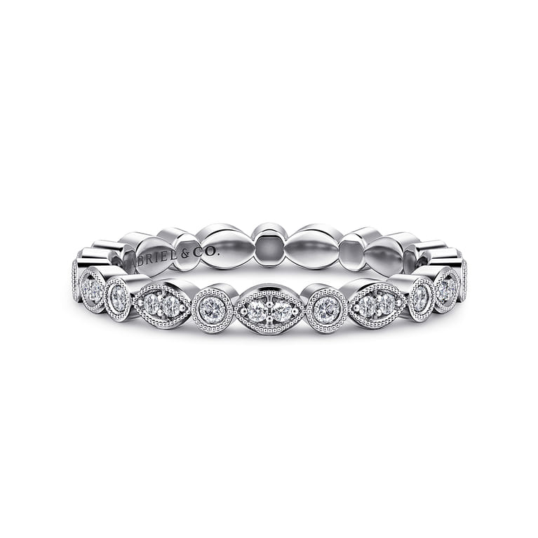 Eternity Band Wedding Ring in 14k White Gold with Round Natural Diamond at Gabriel & Co. - Shot 1