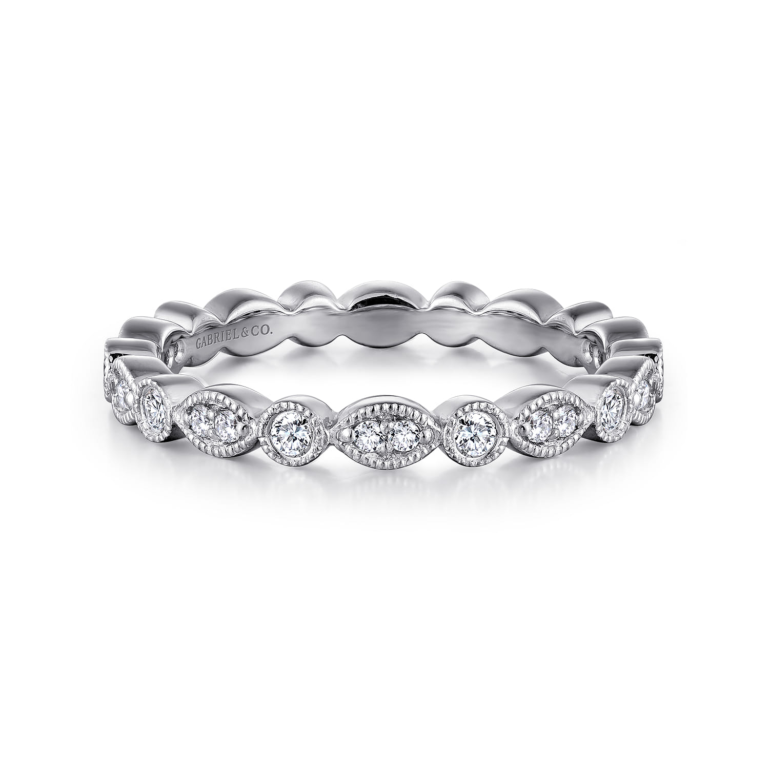 Eternity Band Wedding Ring in 14k White Gold with Round Natural Diamond at Gabriel & Co. - Shot 1