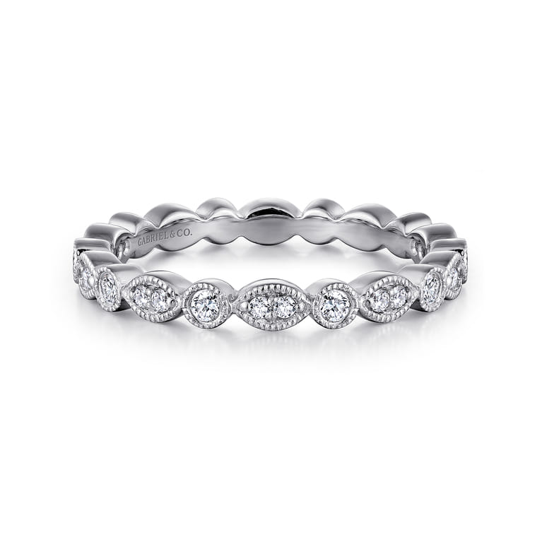 Eternity Band Wedding Ring in 14k White Gold with Round Natural Diamond at Gabriel & Co. - Shot 1