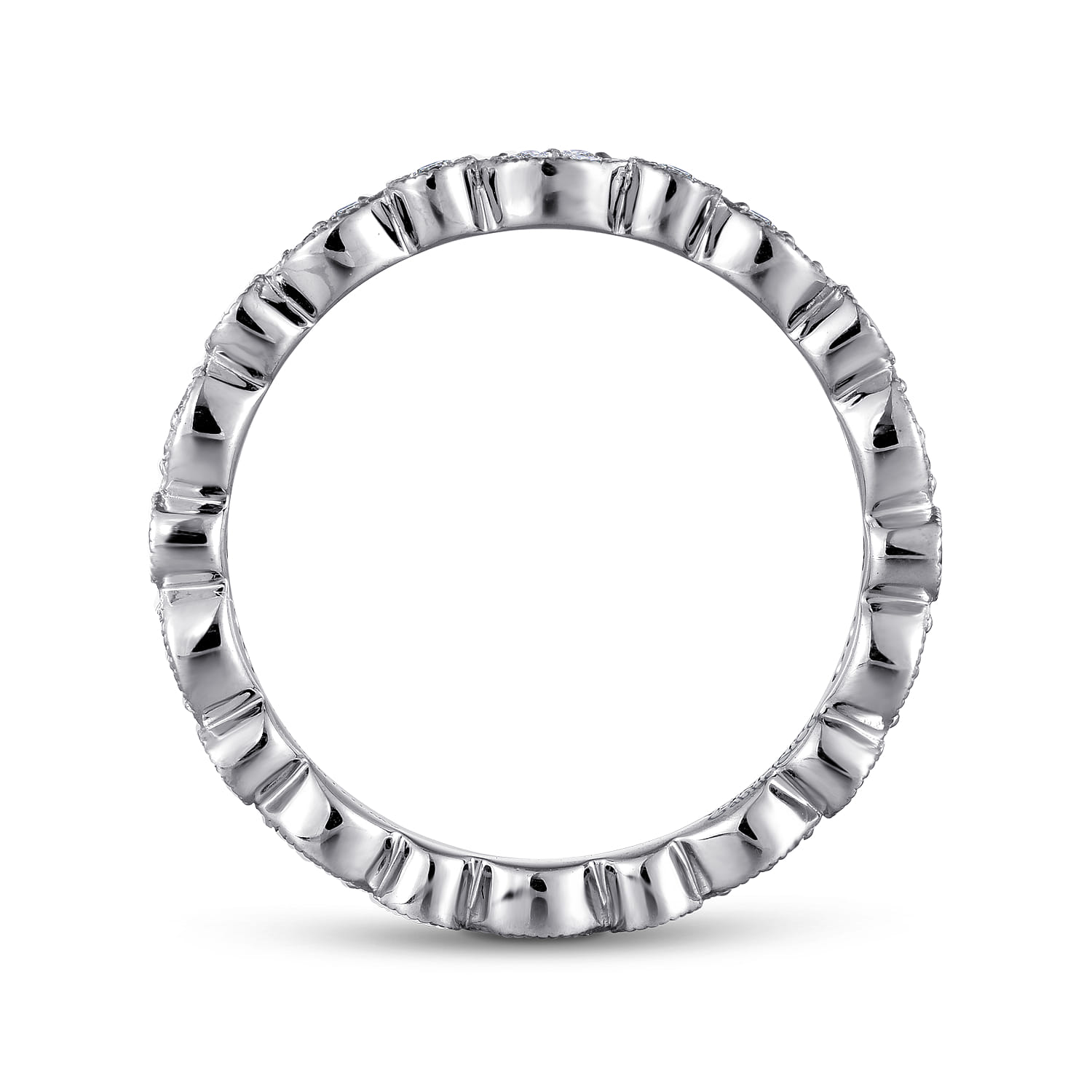Eternity Band Wedding Ring in 14k White Gold with Round Natural Diamond at Gabriel & Co. - Shot 2