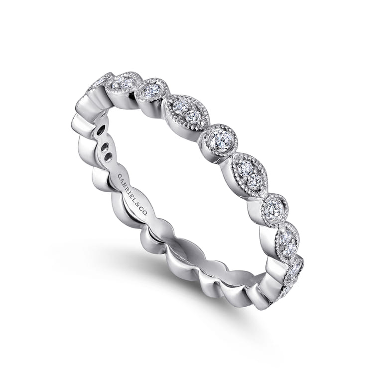 Eternity Band Wedding Ring in 14k White Gold with Round Natural Diamond at Gabriel & Co. - Shot 3