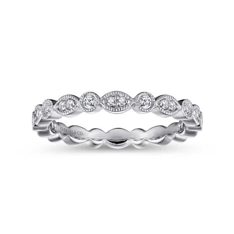 Eternity Band Wedding Ring in 14k White Gold with Round Natural Diamond at Gabriel & Co. - Shot 4