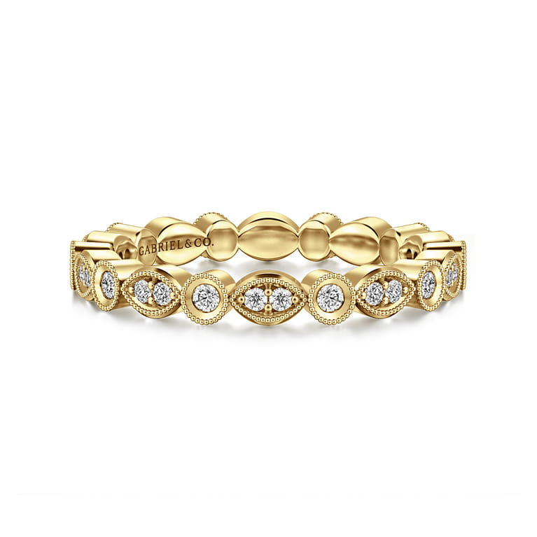 Eternity Band Wedding Ring in 14k Yellow Gold with Round Natural Diamond at Gabriel & Co. - Shot 1