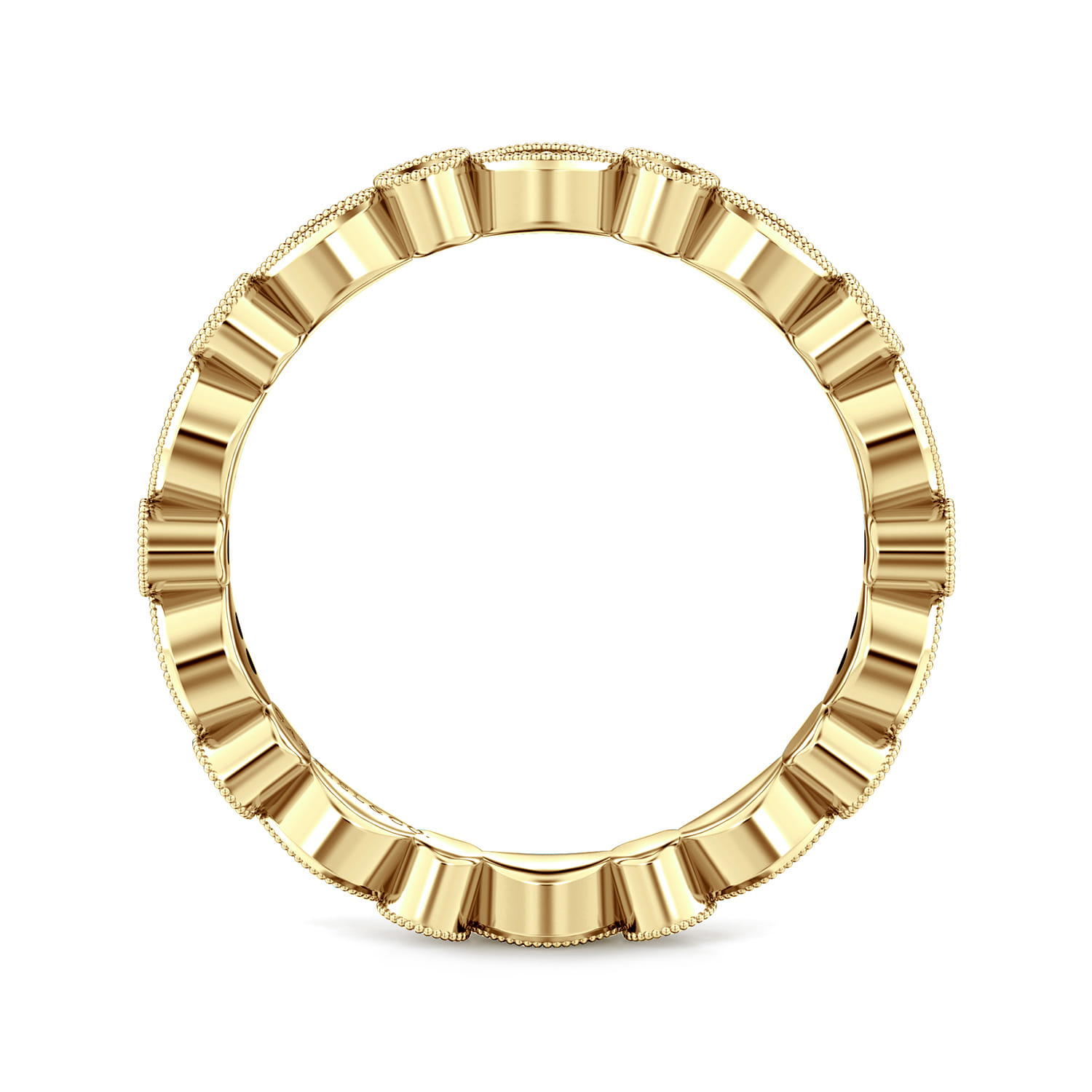 Eternity Band Wedding Ring in 14k Yellow Gold with Round Natural Diamond at Gabriel & Co. - Shot 2