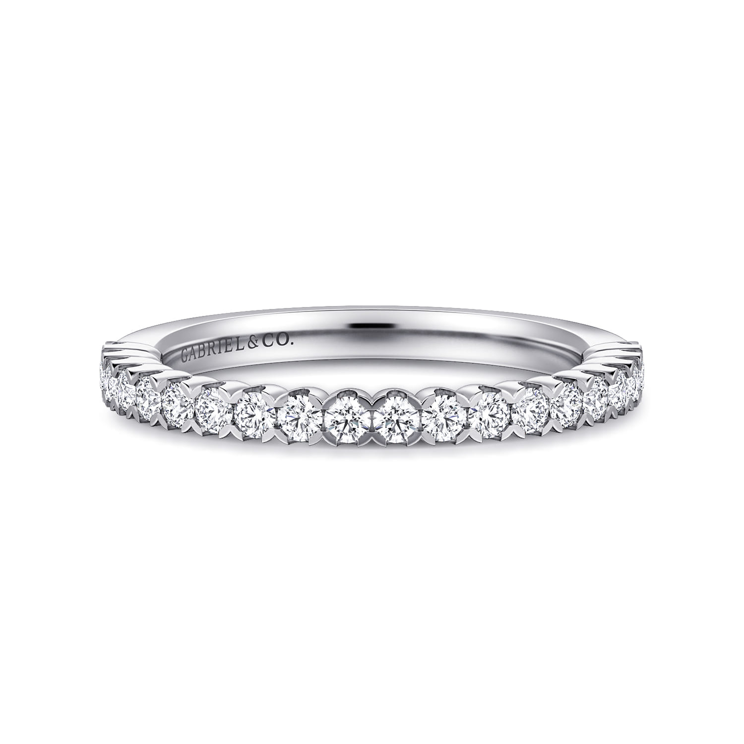 Straight Wedding Ring in 14k White Gold with Round Natural Diamond at Gabriel & Co. - Shot 1
