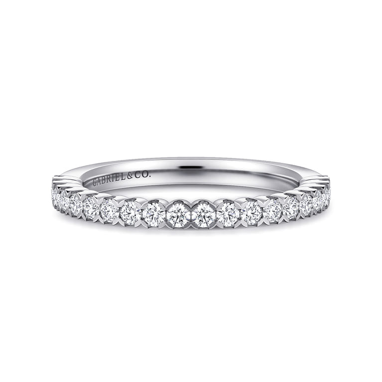 Straight Wedding Ring in 14k White Gold with Round Natural Diamond at Gabriel & Co. - Shot 1