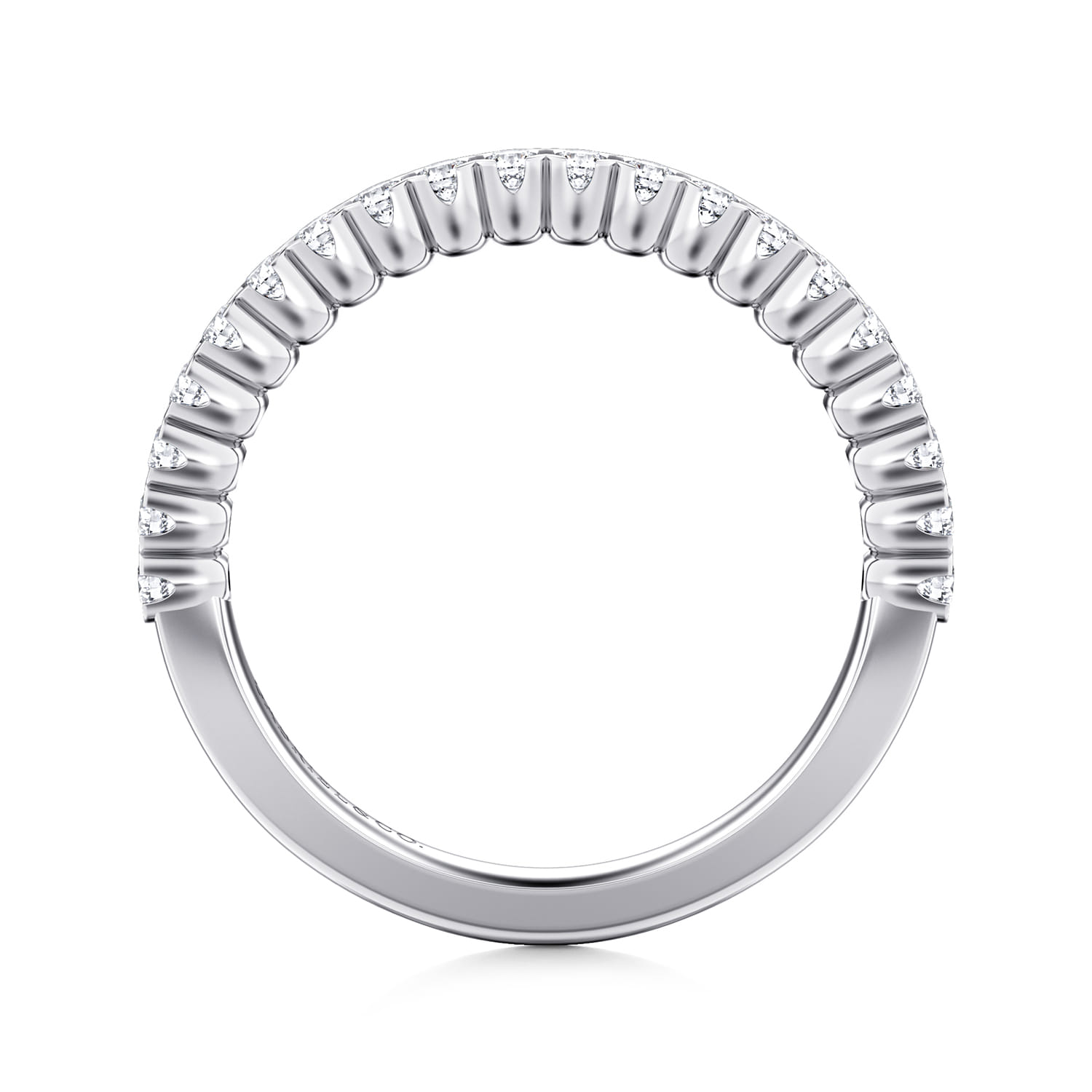 Straight Wedding Ring in 14k White Gold with Round Natural Diamond at Gabriel & Co. - Shot 2