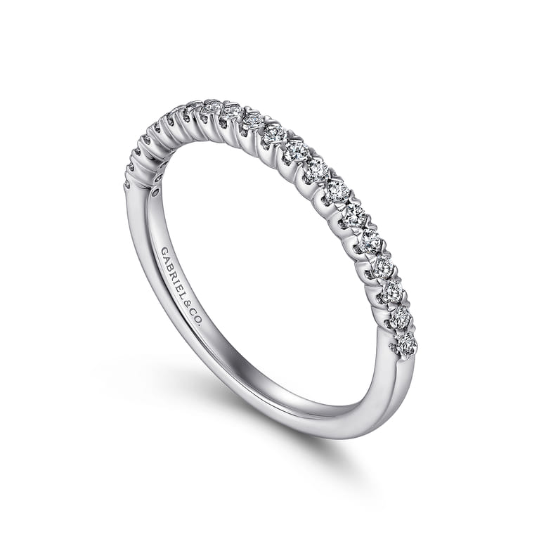 Straight Wedding Ring in 14k White Gold with Round Natural Diamond at Gabriel & Co. - Shot 3