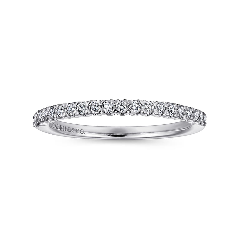 Straight Wedding Ring in 14k White Gold with Round Natural Diamond at Gabriel & Co. - Shot 4