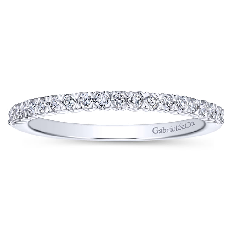 Straight Wedding Ring in 14k White Gold with Round Natural Diamond at Gabriel & Co. - Shot 5